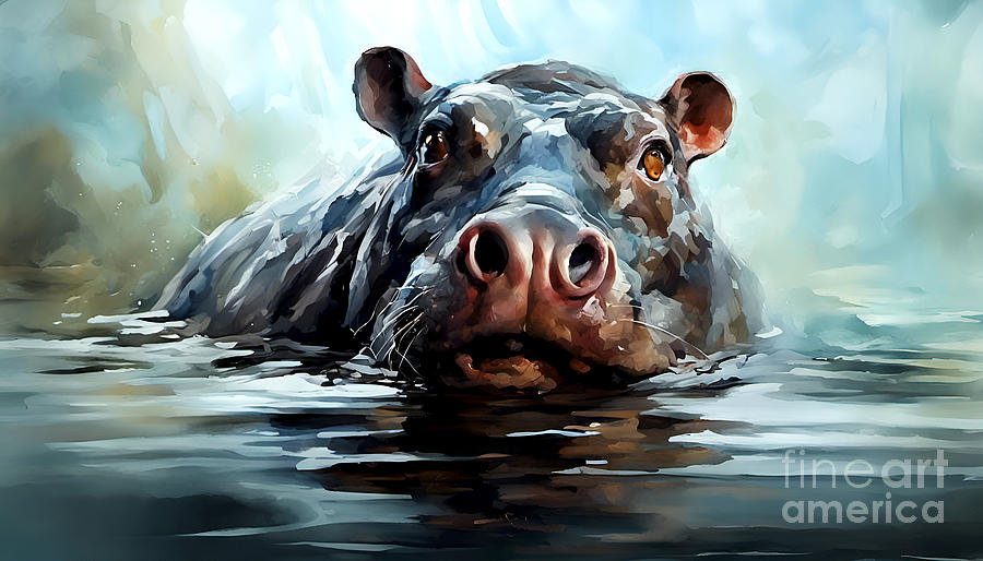 Hippo Digital Art by Jerzy Czyz