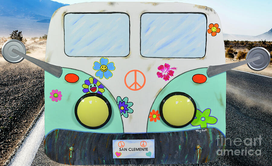 San Clemente Hippy Bus Painting by Mary Scott San Clemente Hippy Bus Painting by Mary Scott