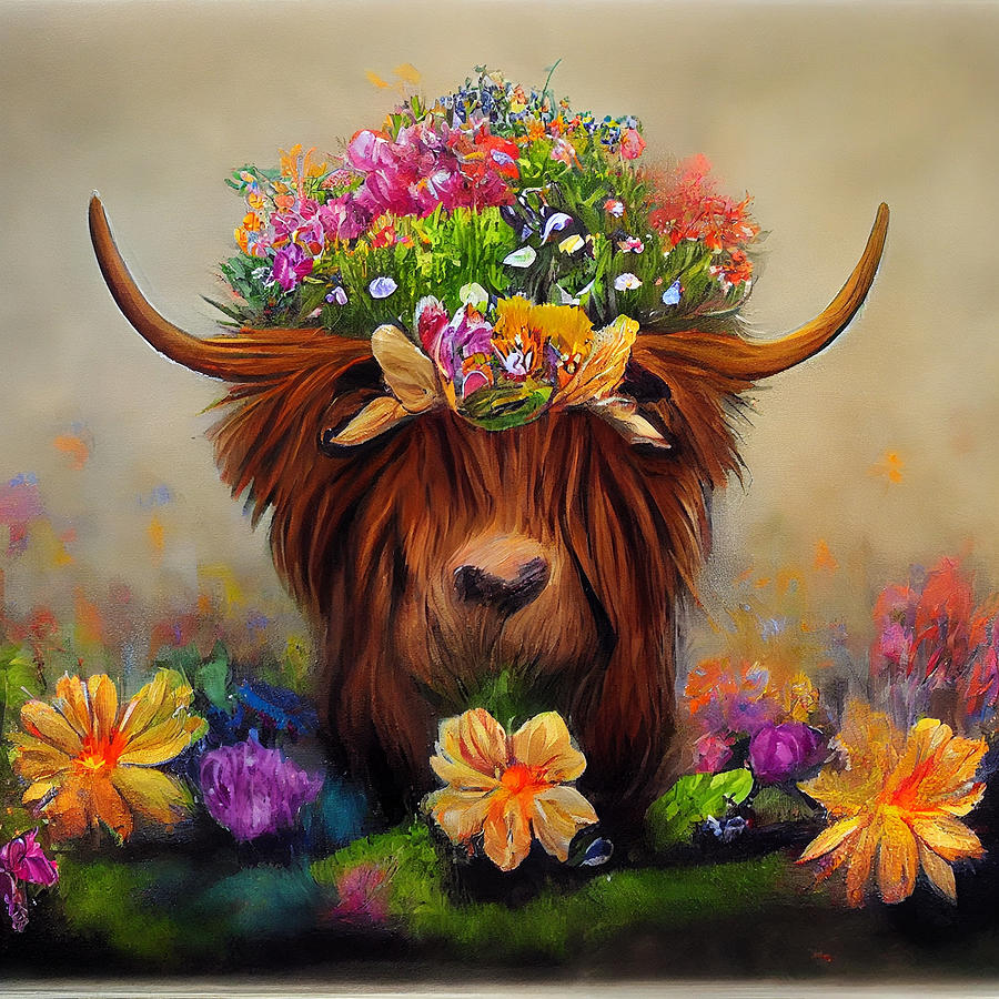 Flower Digital Art - Hippy Dippy Highland by Lisa S Baker