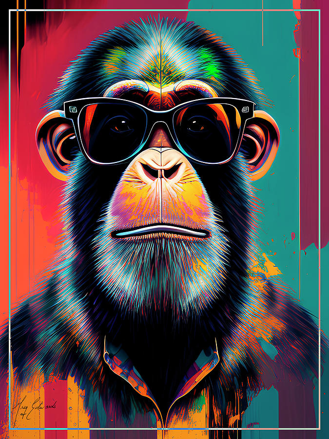 Hipster Monkey wearing Glasses Print Drawing by Greg Edwards - Fine Art ...