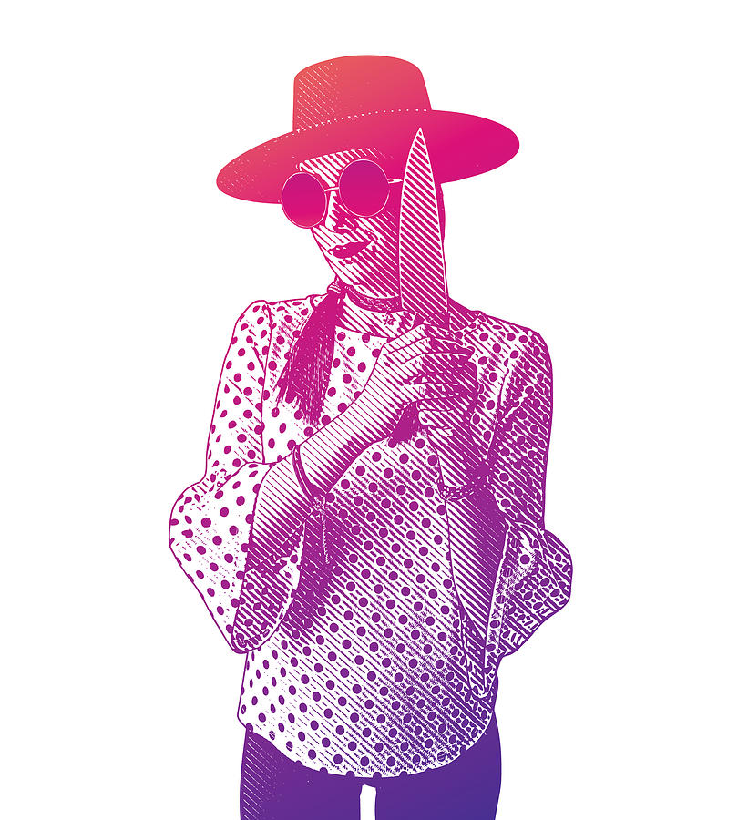 Hipster woman holding knife Drawing by GeorgePeters