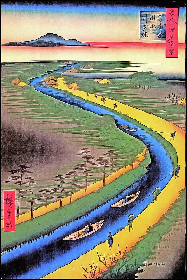 Hiroshige Towboats Along the Yotsugi Japanese Art Digital Art by John ...