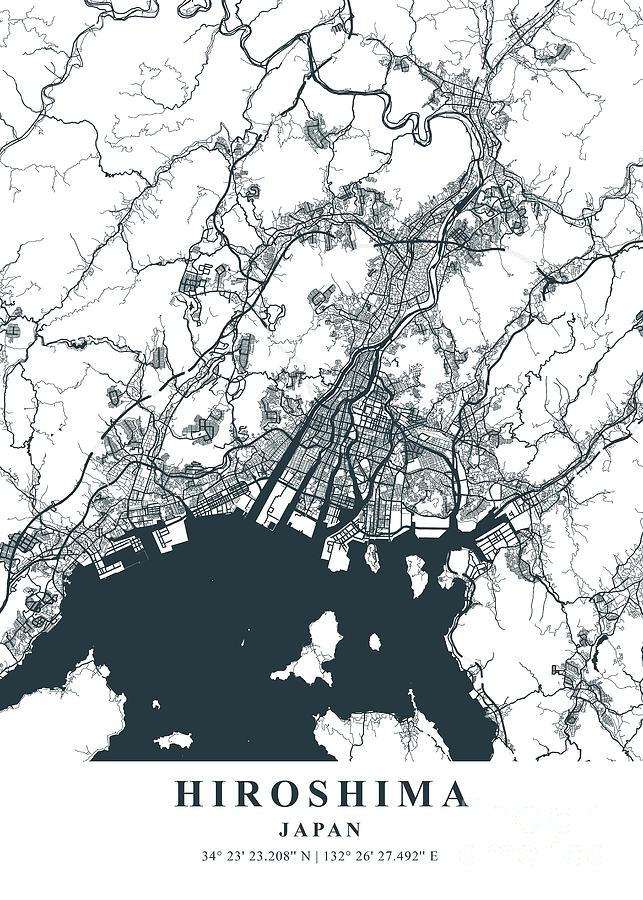 Hiroshima Japan Dusk Plane Map Photograph By Tien Stencil Pixels 4877