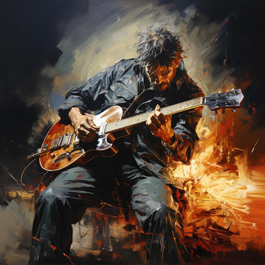 Abstract Painting - His Electric Guitar by My Head Cinema