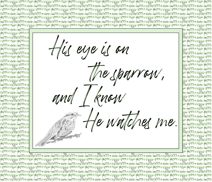 His eye is on the sparrow -green Photograph by Denise Beverly