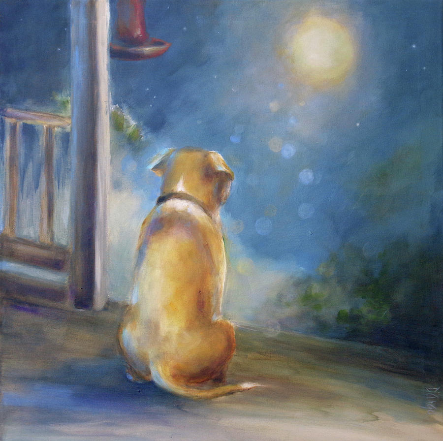 Contemplating Canine Space Travel Painting by Dina Dargo