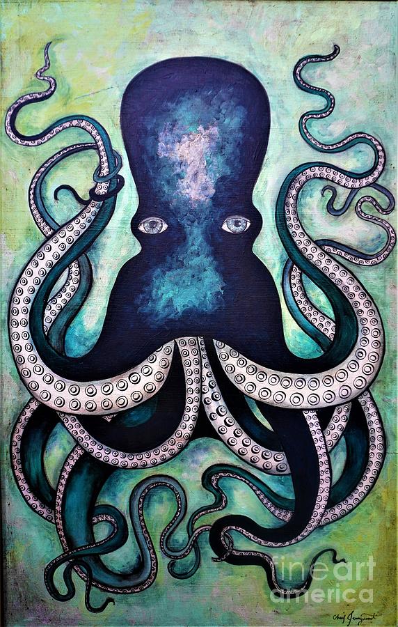 Octopus Painting - His Name is Edward by Chris Jeanguenat