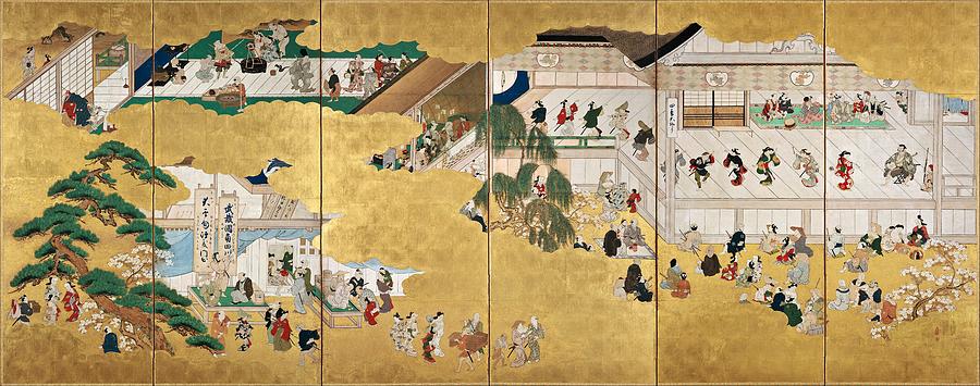 Hishikawa Moronobu  Scenes From The Nakamura Kabuki Theater By Padre Martini Painting