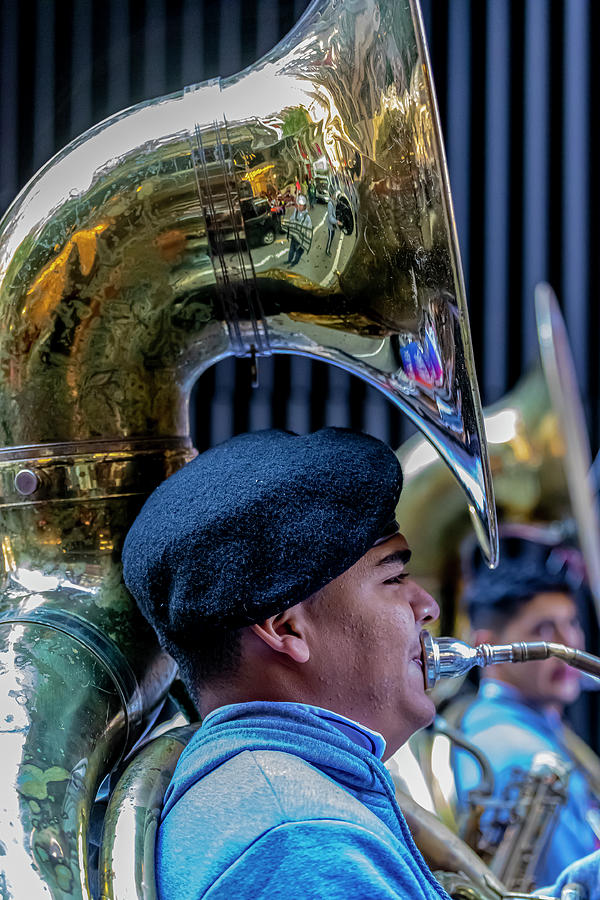 Hispanic Day Parade NYC 11_9_22  Tuba Player Photograph by Robert Ullmann
