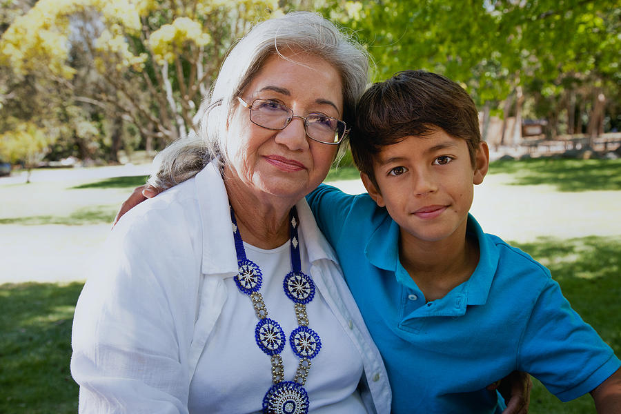 Hispanic grandmother and her grandson, portrait Photograph by Ron Levine
