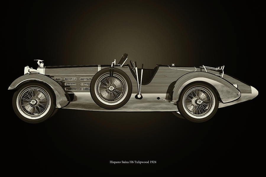 Hispano Suiza H6 Tulipwood Black and White Photograph by Jan Keteleer