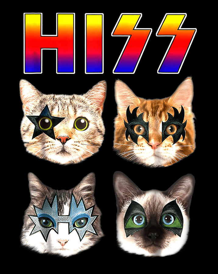 Hiss Funny Cats Kittens Rock Rockin Gift Tee Pun.png Digital Art by ...