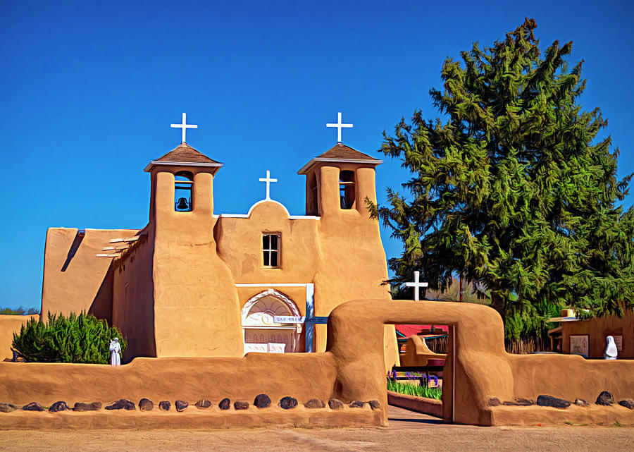 Historic Adobe Church Taos NM Photograph by Carolyn Derstine