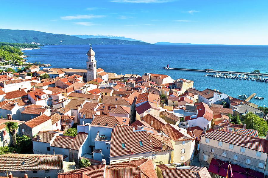 Historic  Adriatic Town Of Krk Aerial View, Island Of Krk Photograph