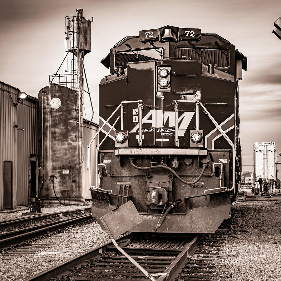 Historic Arkansas And Missouri Railroad Locomotive In Sepia Photograph by Gregory Ballos