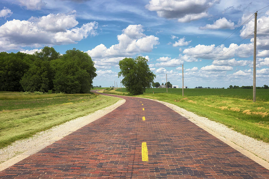 Historic Auburn Brick Road - Illinois - Route 66 Photograph by Susan Rissi Tregoning