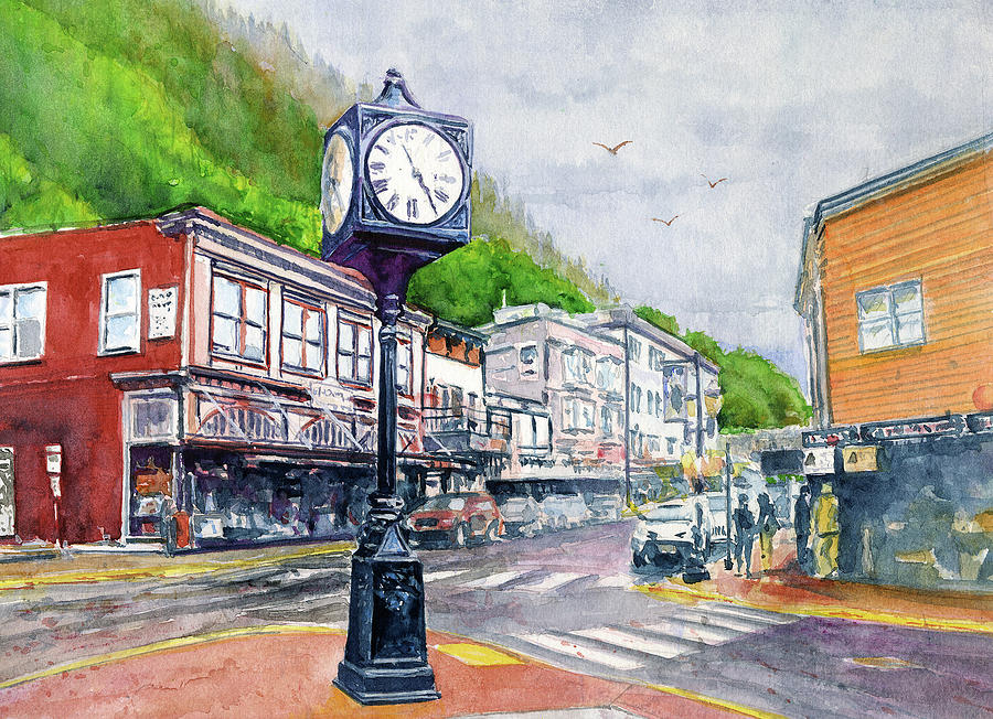 Historic Downtown Juneau Painting by John D Benson