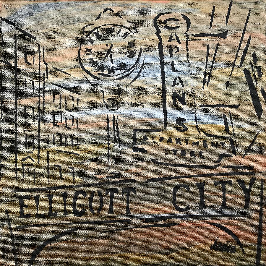 Historic Ellicott City Main Street Landmarks - 3 Painting by Marianna Mills