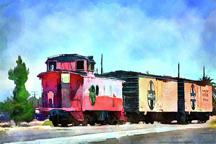Transportation Mixed Media - Historic freight train in Needles, California by Tatiana Travelways