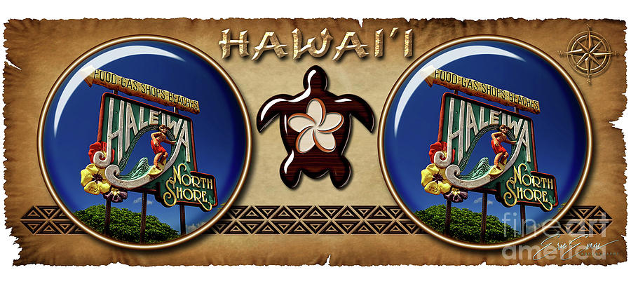 Historic Haleiwa Sign North Shore Hawaiian Style Coffee Mug Design Photograph by Aloha Art