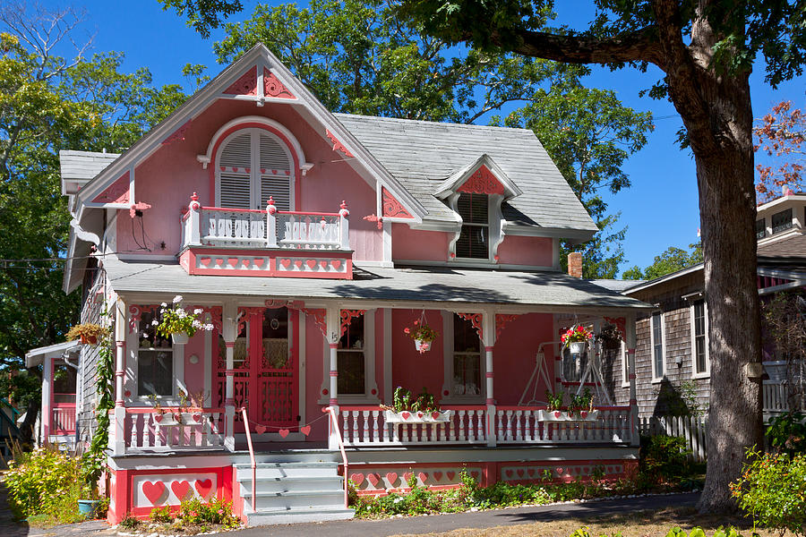 Historic House (Cottage) in Oak Bluffs, Marthas Vineyard, Massachusetts, USA. Photograph by OlegAlbinsky