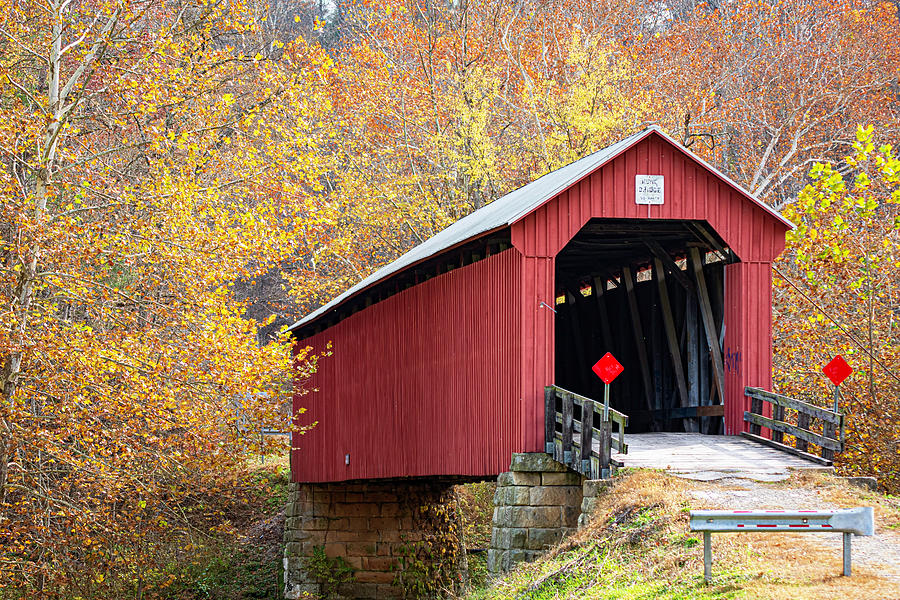 Historic Hune Covered Bridge Surrounded by Fall Foliage Photograph by ...