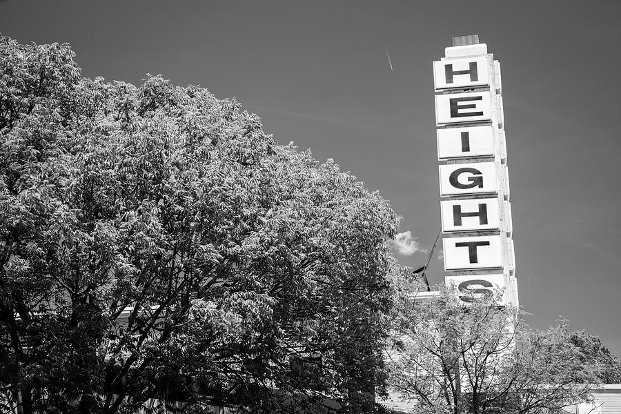 Historic Kavanaugh Heights Sign In Little Rock Arkansas - Black And White Photograph by Gregory Ballos