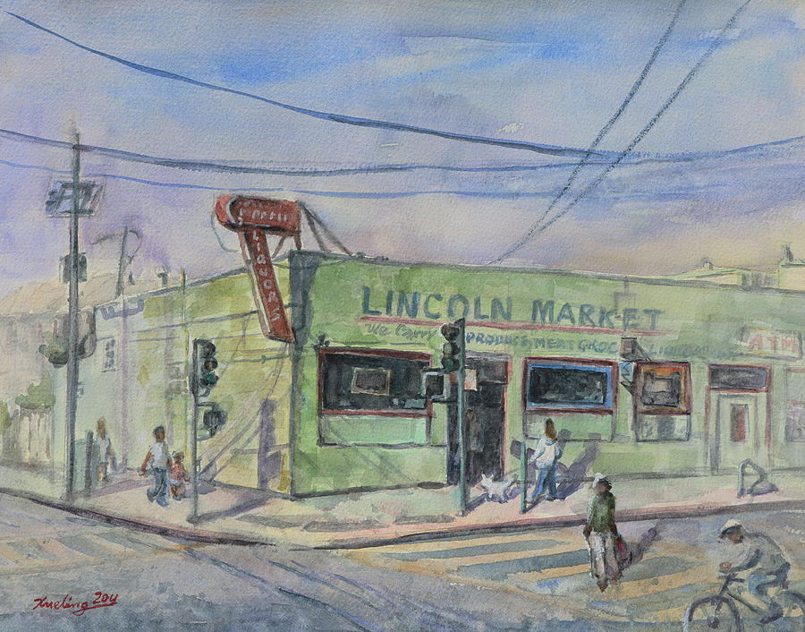 Historic Lincoln Market Alameda Painting by Xueling Zou