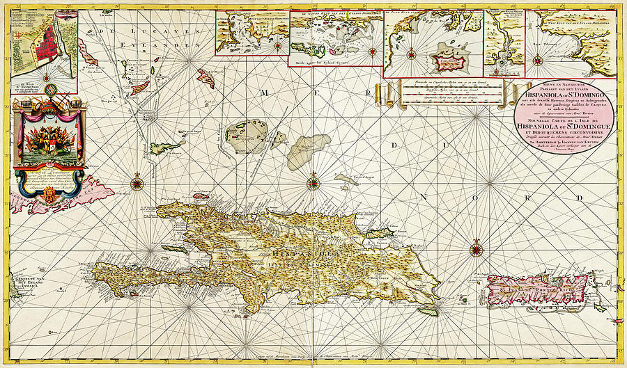 Vintage Photograph - Historic Map Hispaniola West Indies 1720  by Carol Japp