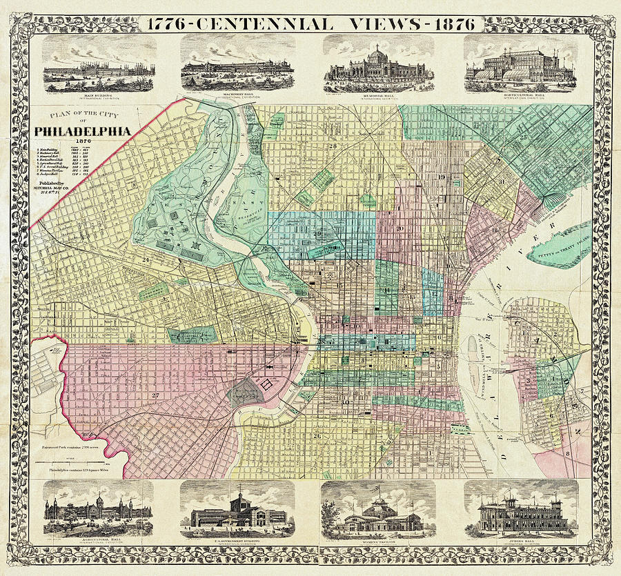 Historic Map of Philadelphia Pennsylvania 1876 Photograph by Carol Japp