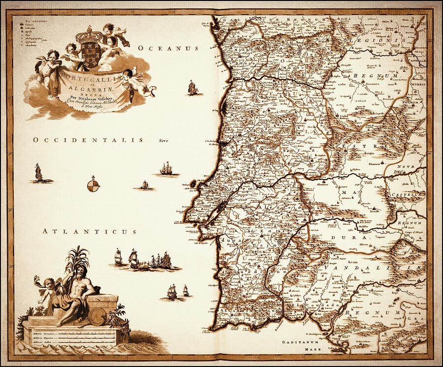 Portugal Map Wall Art Print Poster - Topographic Map of Portugal Count —  Maps As Art