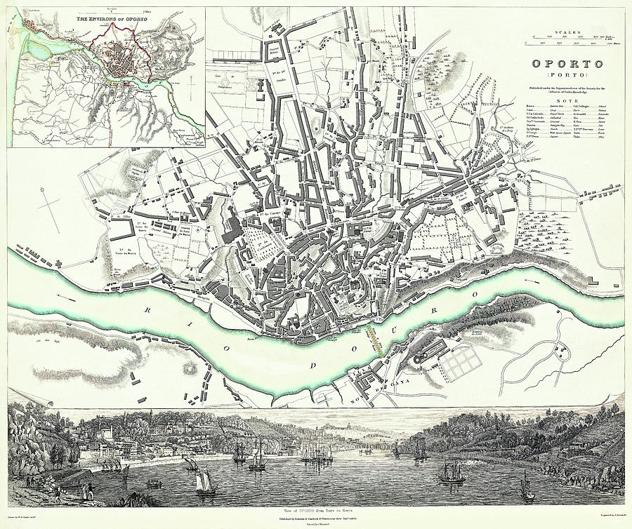 Historic Map Porto Portugal 1833 Photograph by Carol Japp