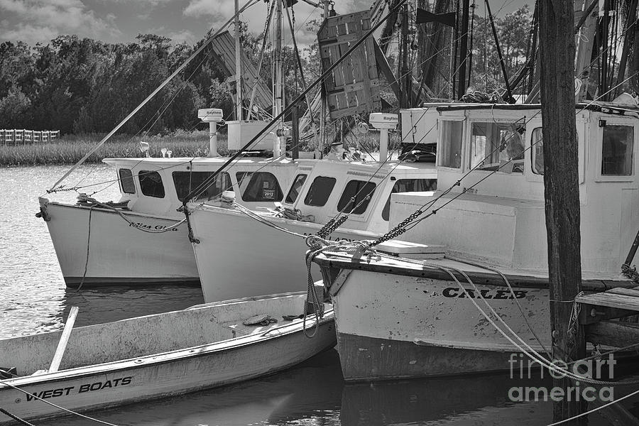 Historic McClellanville South Carolina Shrimp Boats Docked 3 Deep Photograph by Dale Powell