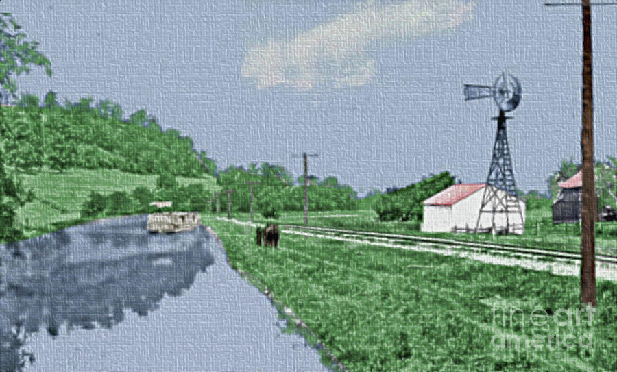HIstoric Ohio Erie Canal - Colorized Digital Art by Charles Robinson