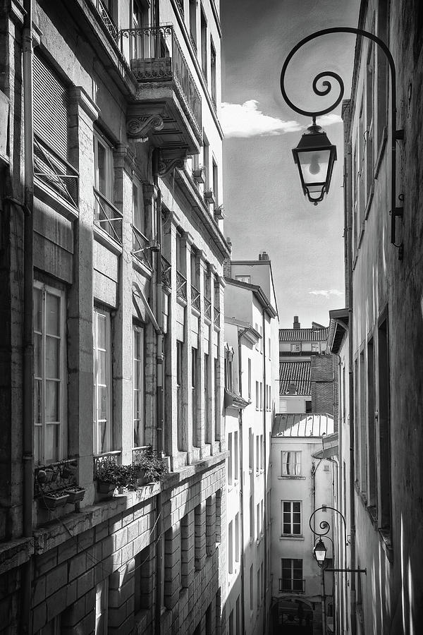 Historic Passage Thiaffait Lyon France Black And White Photograph