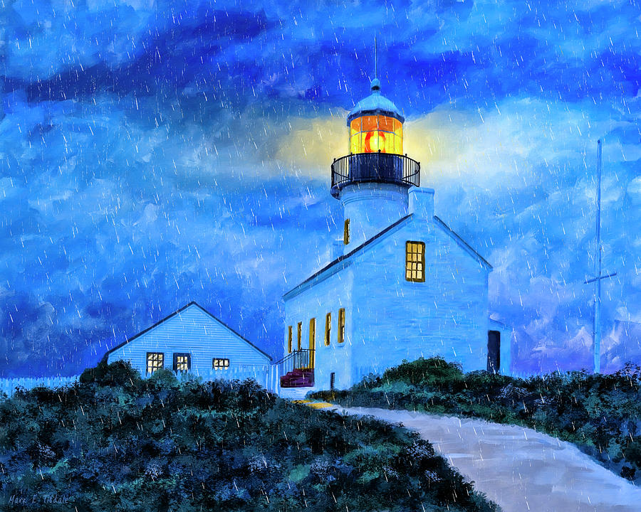 Historic Point Loma In The Rain Painting by Mark Tisdale