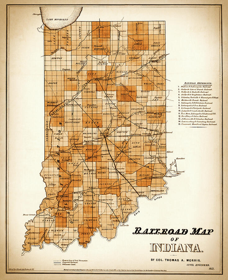 Indiana Railroad System Map 3148