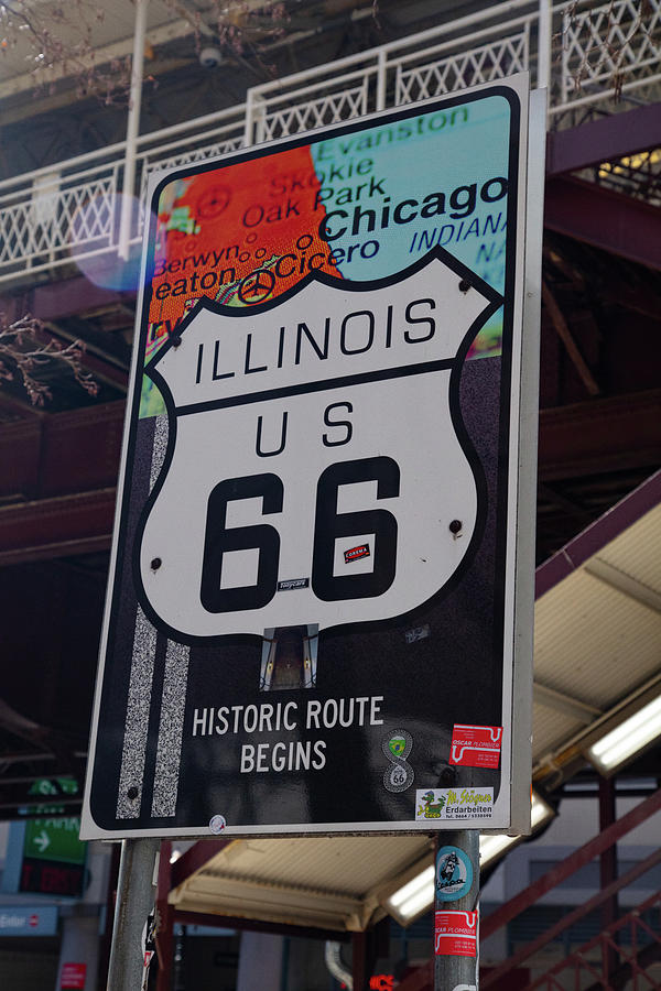 Historic Route 66 Begins sign in Chicago Illinois Photograph by Eldon McGraw