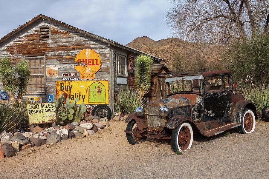Historic Route 66 - Old Car and Shed Photograph by Liza Eckardt