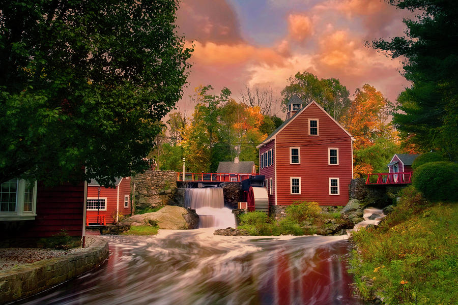 Historic Saw Mill and Water Wheel - Chelmsford, Ma. Photograph by Joann Vitali