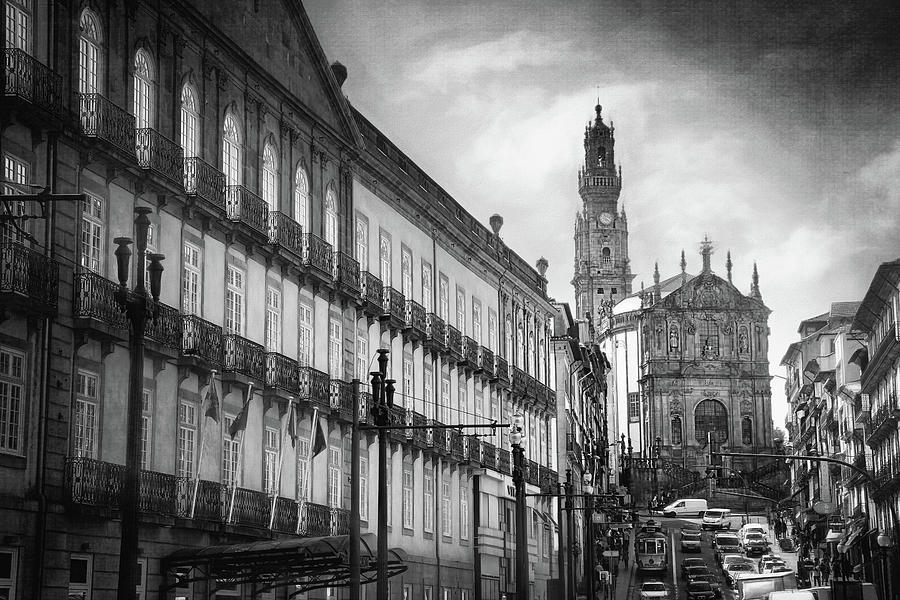 Historic Scenes of Old Porto Portugal Black and White  Photograph by Carol Japp