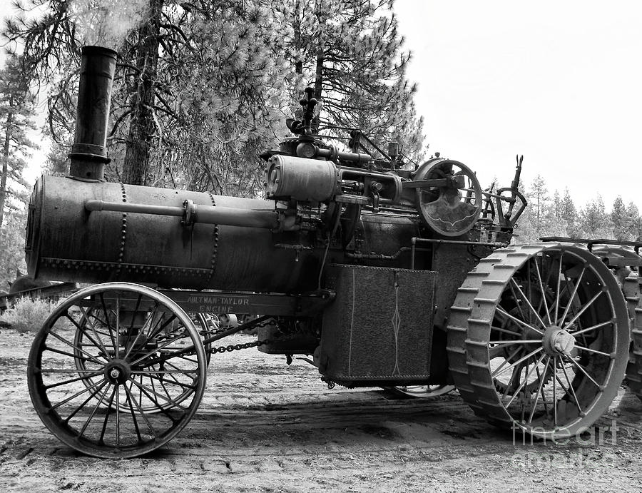 Historic Steam Logging Tractor BW Photograph by Aurelia Schanzenbacher