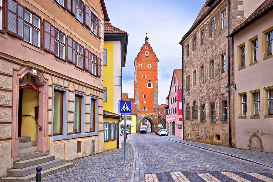 Historic town of Dinkelsbuhl colorful street and tower gate view Photograph by Brch Photography