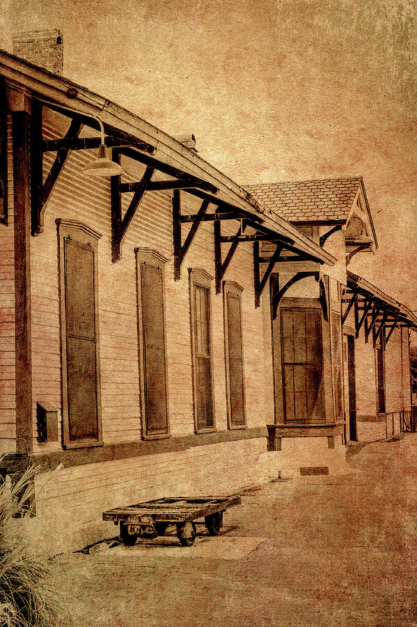 Historic Train Depot Vintage Style Sepia textured photograph Photograph by Ann Powell