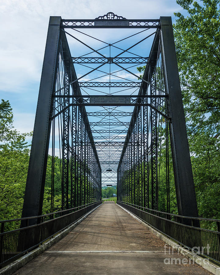 Historic Triple Whipple Wrought Iron Truss Bridge - Indiana Photograph by Gary Whitton