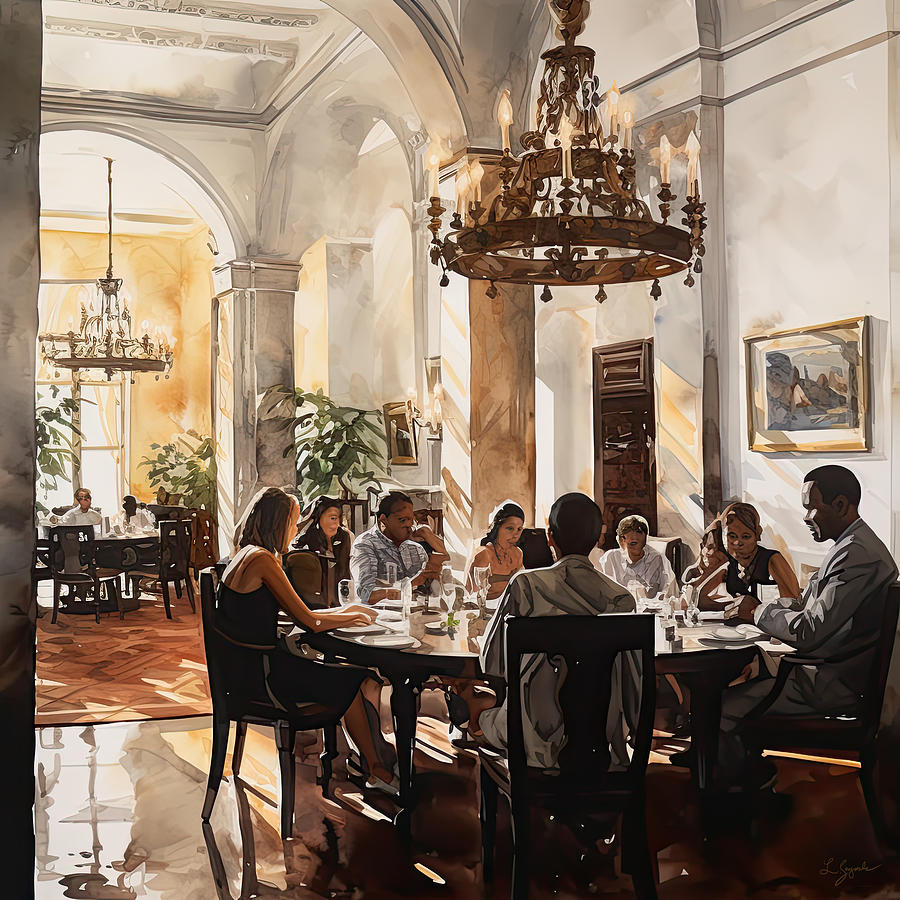 Historic Venetian Dining Room in Hot Springs Painting by Lourry Legarde