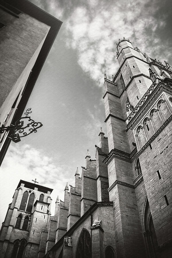 Historical Architecture Of Lyon France Black And White Photograph
