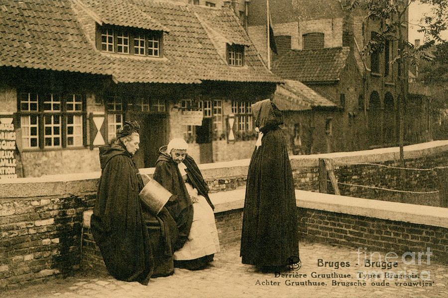 Historical Bruges Gruuthuuse and typical women Photograph by Aapshop