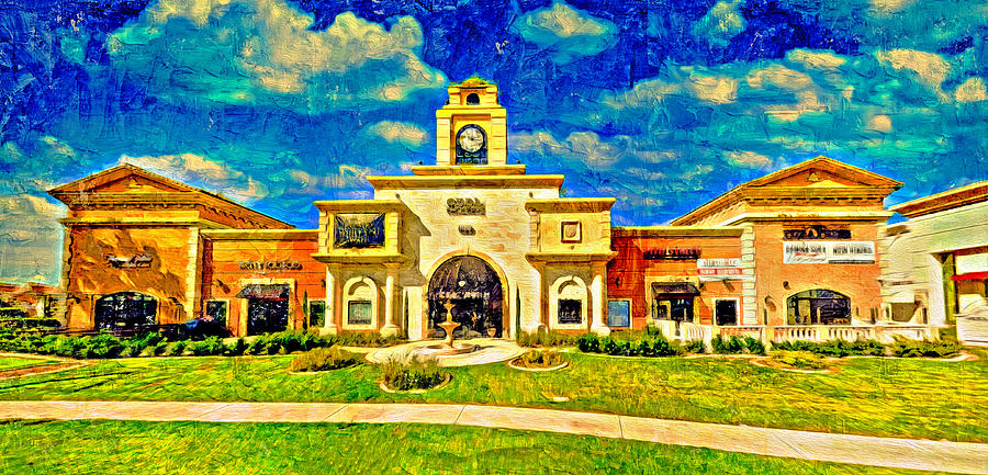 Historical building with clock tower on the Fourth Street in Rancho Cucamonga Digital Art by Nicko Prints