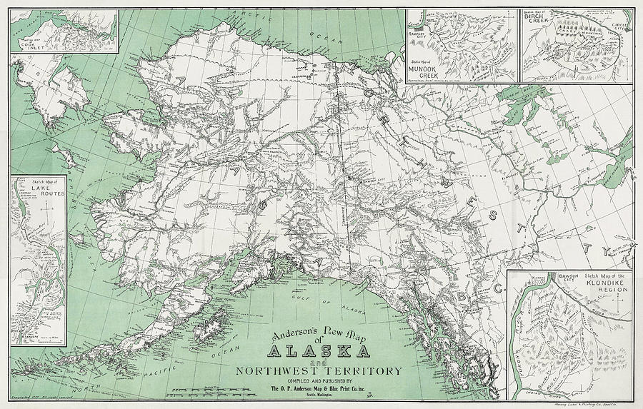 Alaska Map Photograph - Historical Map Alaska and Northwest Territory 1897 by Carol Japp